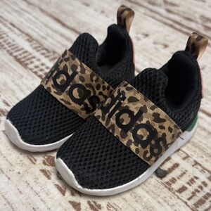 Adidas Kids Black and Leopard Print Sneakers